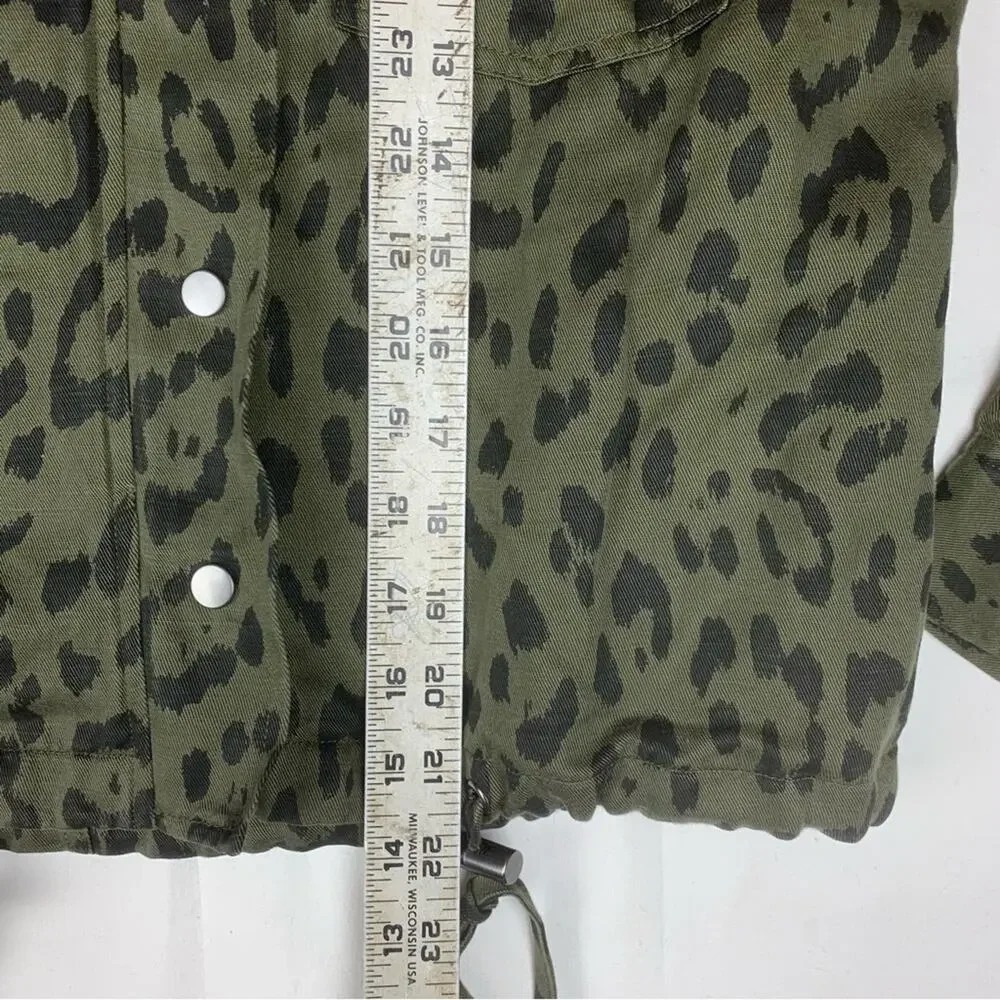 Rails women's Extra small XS green Olive Leopard Print Jacket linen lyocell
